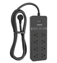 NTONPOWER Surge Protector 25ft, 8 Outlet with 2 USB Ports, 15A Circuit Breaker, Black