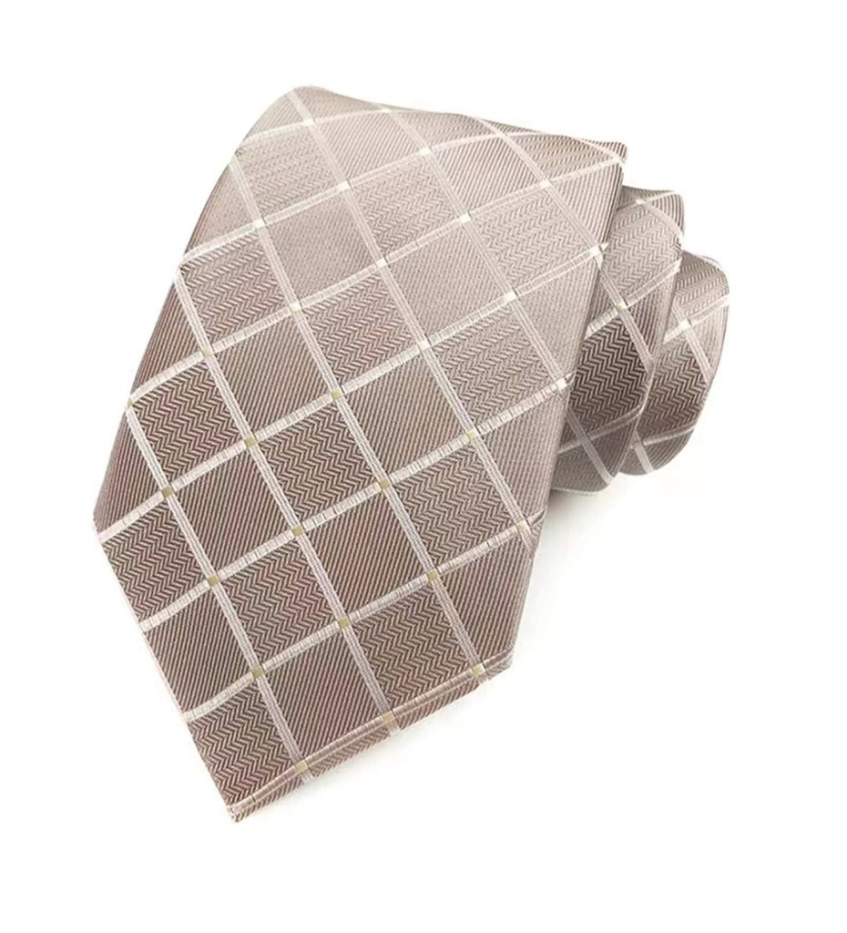 Men Plaid Pattern Business Tie - Apricot