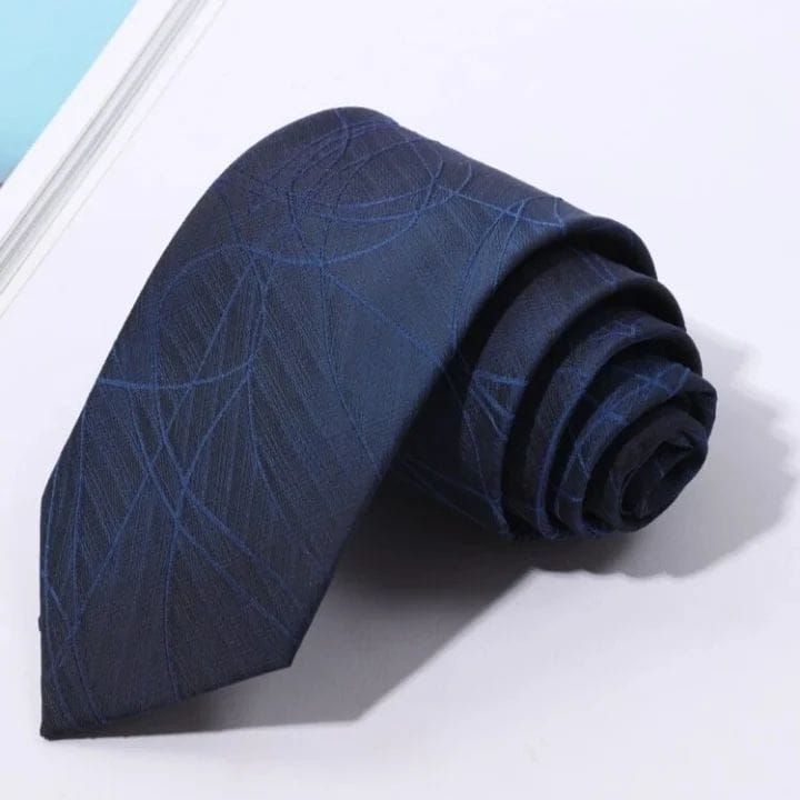 Men Graphic Pattern Tie - Navy Blue