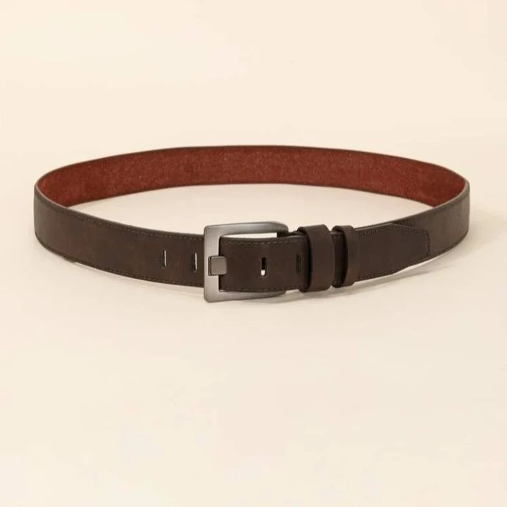 Men Square Buckle Casual Belt - Coffee Brown 34-38