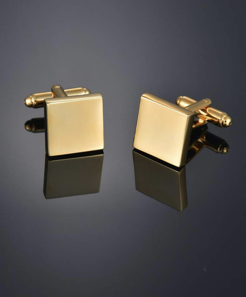 Men Geometric Decor Cufflinks - yellow gold/ one size