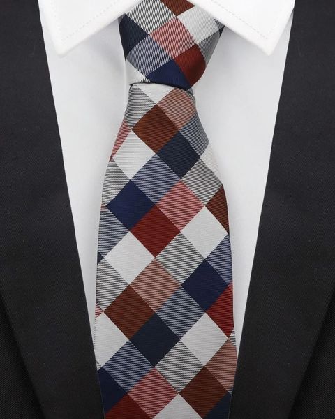 Men Plaid Pattern Casual Tie - brown multicolor