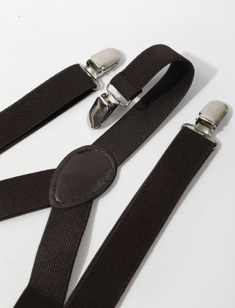 Men Solid Suspenders - Brown/ one-size