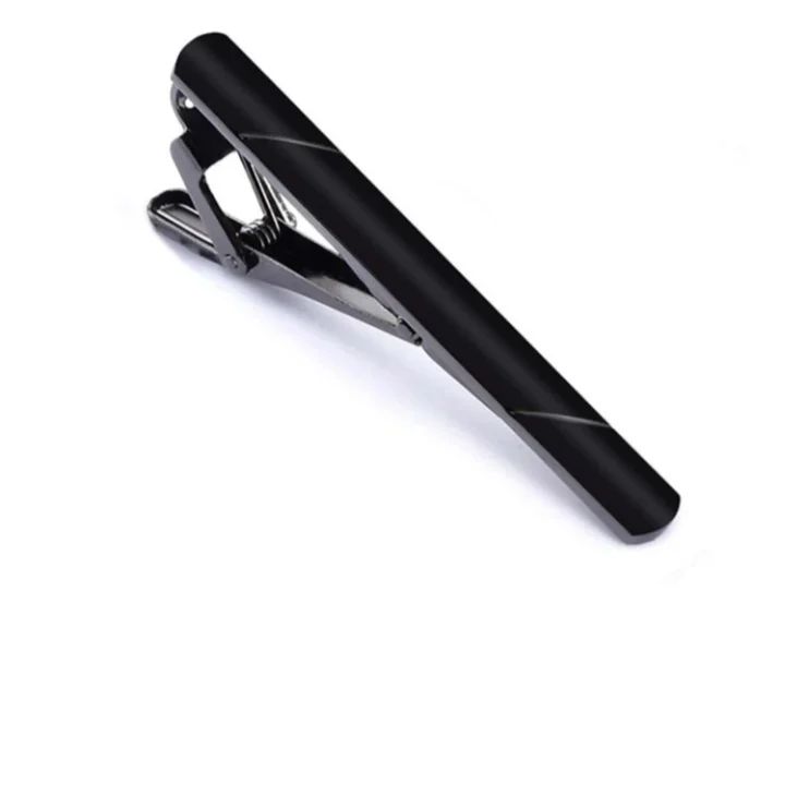 Men Minimalist Tie Clip - Black/ one size