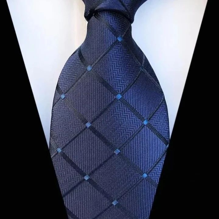 Men Graphic Pattern Tie - Navy Blue