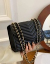 Mini Chevron Chain Flap Square Bag - Black