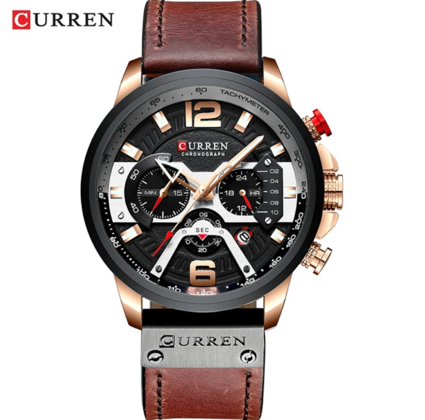 CURREN Men’s Watch Brown Leather - rose black