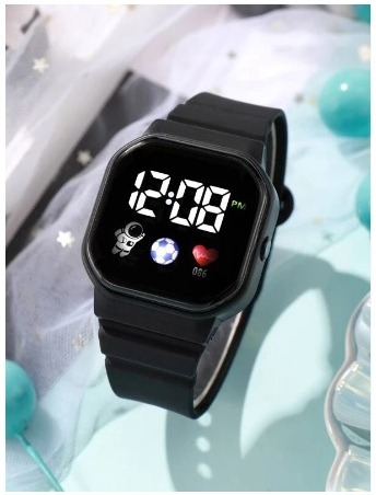 Kids Square Shaped Digital Watch - Black