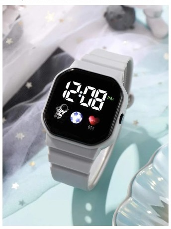 Kids Square Shaped Digital Watch - Grey