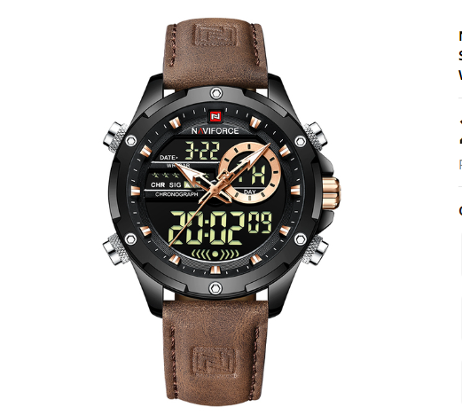 NAVIFORCE Military Sport Men’s Wristwatch Leather: Brown Black