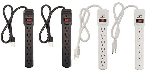 AmazonBasics 6-Outlet Surge Protector Power Strip, 2-Foot Long Cord, 200 Joule - Black