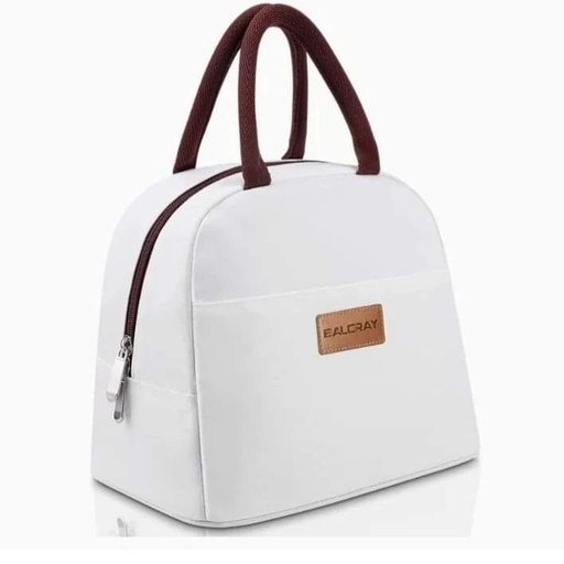 BALORAY Insulated Lunch Bag for Adult (White/Brown)