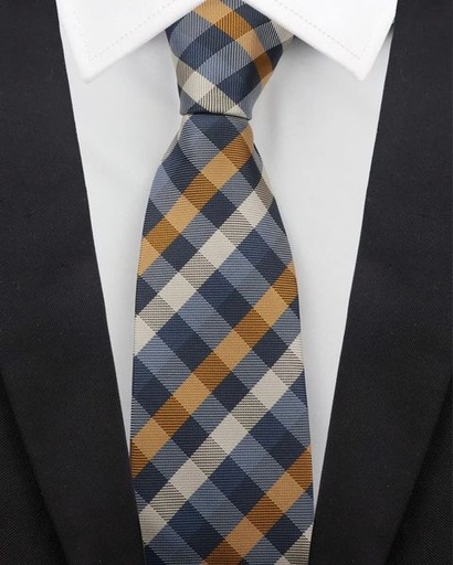 [sc2303102661560434] Men Plaid Pattern Casual Tie - yellow multicolor