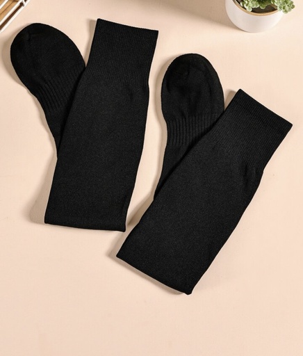 Men Solid Football Socks - Black/ one size