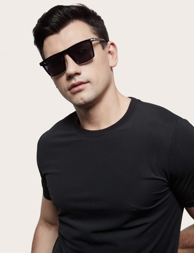 Men Geometric Frame Fashion Glasses - Black