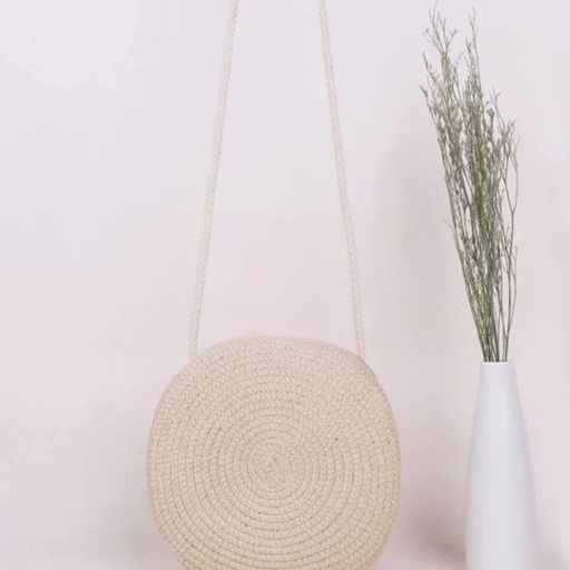 Mini Minimalist Straw Bag - Beige