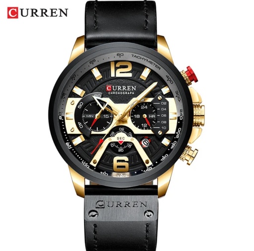 CURREN Men’s Watch Leather - gold black