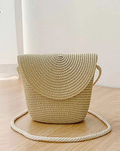 [swbag18210425643] Mini Minimalist Flap Straw Bag Khaki